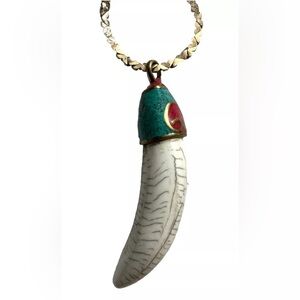 Unique ethnic tibetan tribal amulet pendant yak bone,tusk & horn shape handmade